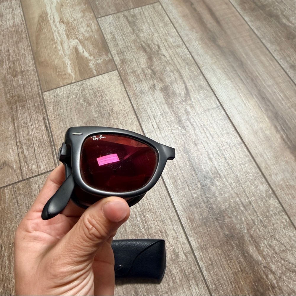 Ray-Ban | Wayfarer Two Tone Red Frame Sunglasses - Picture 9 of 11